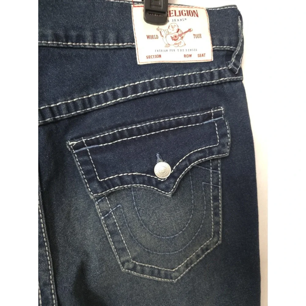 Men's True Religion Rocco Big T Flap Relaxed Skinny Jeans 36x32 700677 Dark Wash